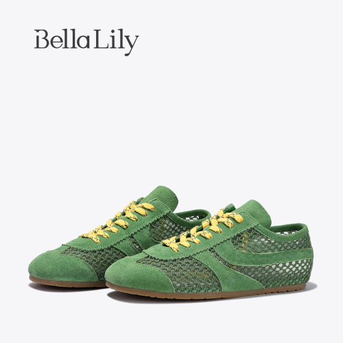 BellaLily夏季新款复古时尚休闲鞋网面透气软底鞋舒适阿甘鞋