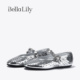BellaLily2026春季 一字扣平底玛丽珍鞋 新款 设计感牛皮芭蕾小单鞋