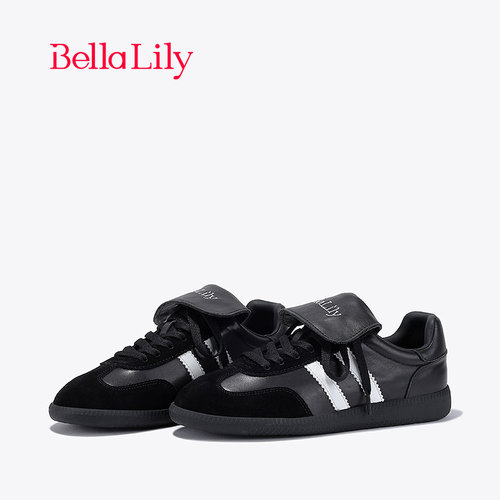 bellalily时尚平底黑色德训鞋