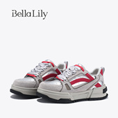 小众潮鞋 BellaLily2026春新款 女个性 撞色运动鞋 时尚 厚底休闲板鞋