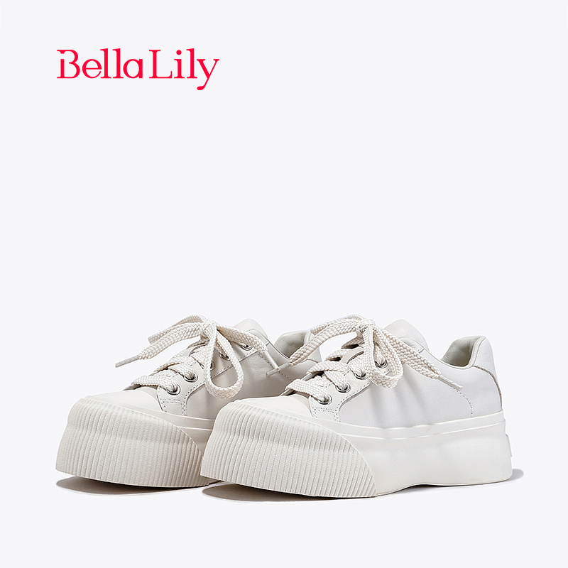 bellalily时尚厚底增高小白鞋