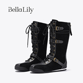 复古骑士靴内增高女靴个性 BellaLily2025秋季 新款 设计感高筒潮靴