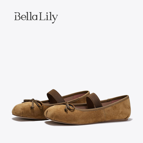 BellaLily新款复古玛丽珍鞋女柔软舒适单鞋羊皮平底鞋子