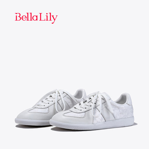 bellalily休闲平底白色德训鞋