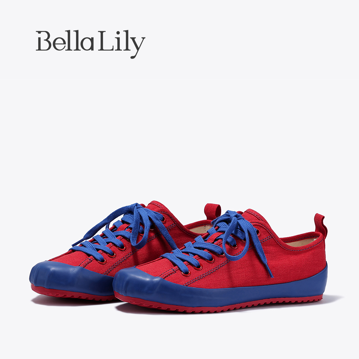 BellaLily2025夏季新款日系撞色硫化鞋小众个性休闲鞋轻便低帮鞋