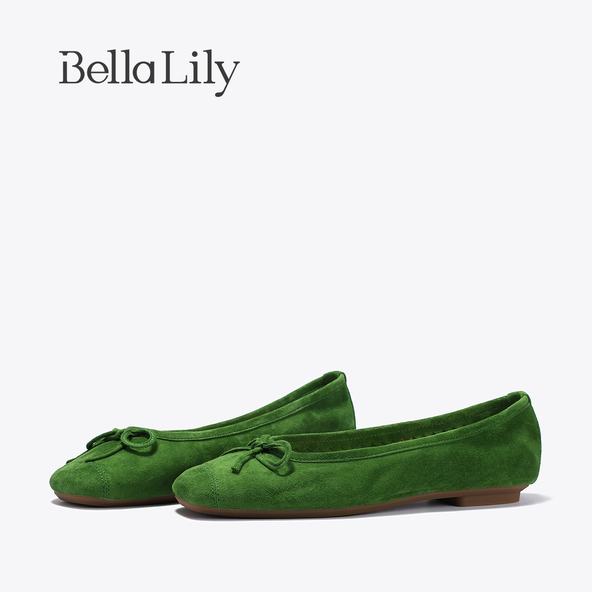 BellaLily2025夏季新款绿色显白平底鞋女百搭蝴蝶结晚晚鞋芭蕾鞋