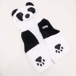 变身成大熊猫衣服黑白儿童马甲小孩卡通背心亲子马夹黑色正版 毛绒