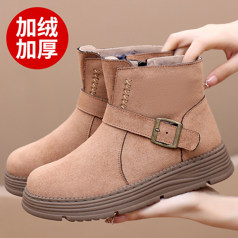 老北京布鞋高帮鞋女2025新款加绒加厚保暖妈妈鞋软底不累脚老人鞋,女鞋,时尚雪地靴,淘宝优惠券,粉丝福利购,淘宝优惠卷