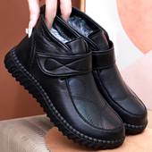 加绒保暖老人鞋 女棉鞋 防水防滑老太太短靴高帮软底 老北京布鞋 冬季