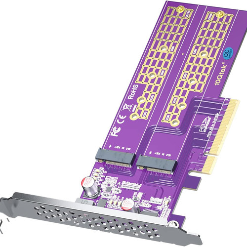 PCIe 3.0 x8转双M.2 NVMe转接卡 支持22110/2280企业级固态 M-Key设计 扩展台式机固态扩容高速存储