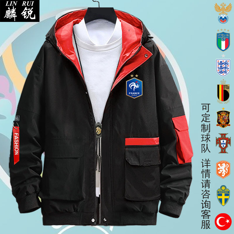 2021欧洲杯葡萄牙德国法国意大利西班牙C罗连帽夹克男女足球外套