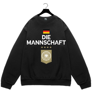 德国足球队日耳曼战车球迷服圆领卫衣套头薄款男女加绒长袖衫球衣