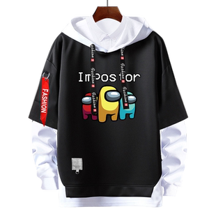 太空狼人杀among us游戏周边连帽卫衣男女假两件外套学生帽衫衣服
