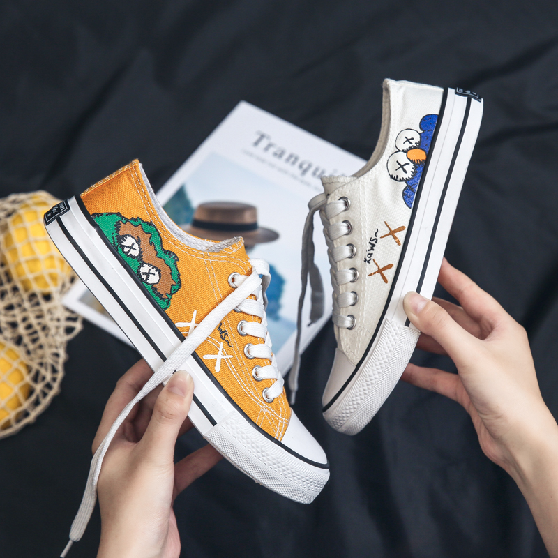 塗鴉帆布鞋女手繪2019夏款學生韓版ulzzang小白板鞋夏季新款潮鞋在類目 女鞋, 帆布鞋中 - 來自Buy2taobao.com提供專業的淘寶代購服務