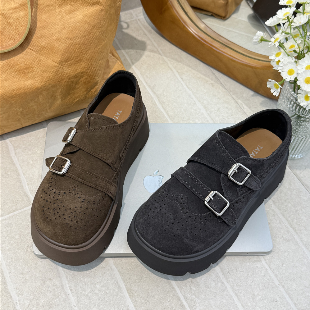 TATAFOCUS2026春新反绒皮勃肯鞋魔术贴厚底休闲乐福鞋一脚蹬551-2,女鞋,勃肯鞋/软木鞋,淘宝优惠券,粉丝福利购,淘宝优惠卷