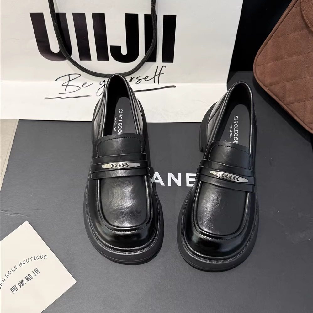 圆典~英伦风厚底乐福鞋一脚蹬百搭通勤黑色小皮鞋春季新款70-116,女鞋,乐福鞋（豆豆鞋）,淘宝优惠券,粉丝福利购,淘宝优惠卷