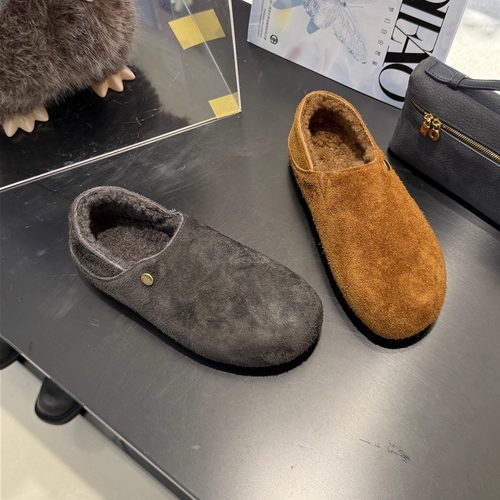 蝶澳~复古加绒加厚简约内增高4厘米勃肯鞋2025冬真皮棉鞋2083-12