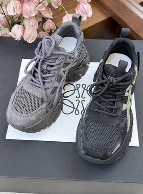 MONIKA2025新款秋厚底皮网拼接百搭时尚休闲鞋女老爹鞋女Y5171-35