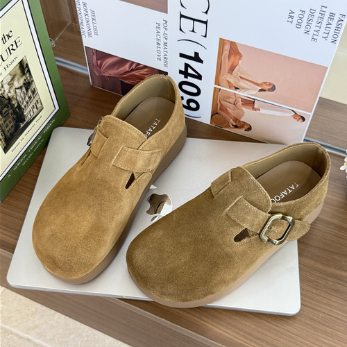 TATAFOCUS~2025秋季新款一脚蹬懒人勃肯鞋磨砂皮休闲鞋6A09-36