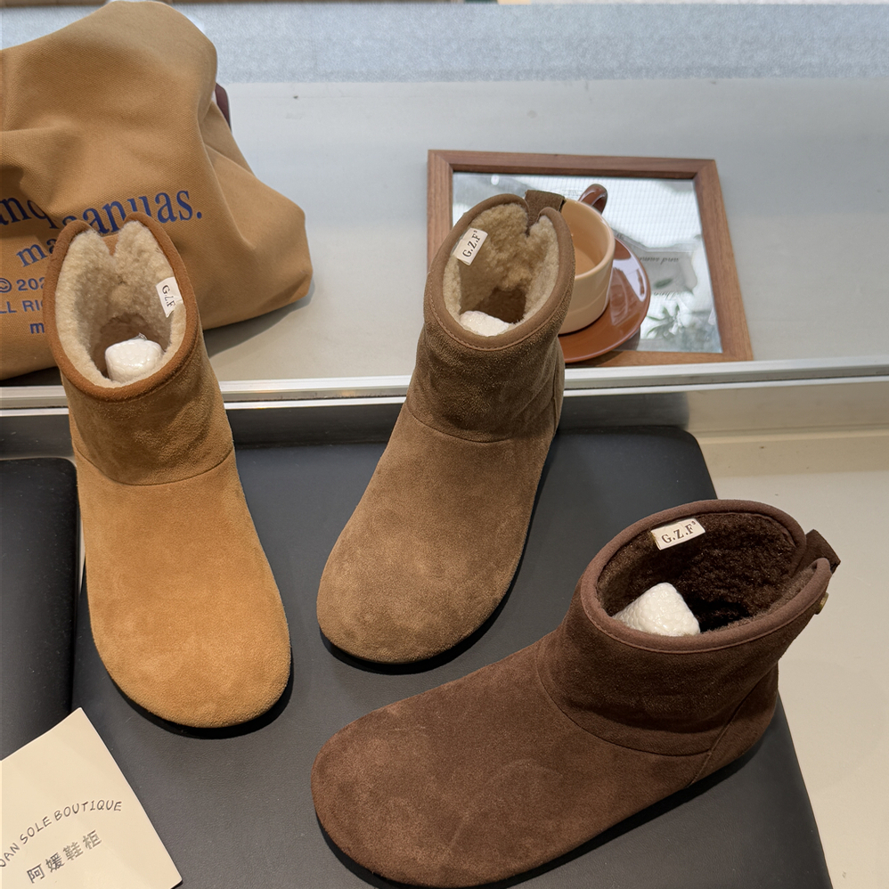 2025冬新反绒皮加绒厚底软底