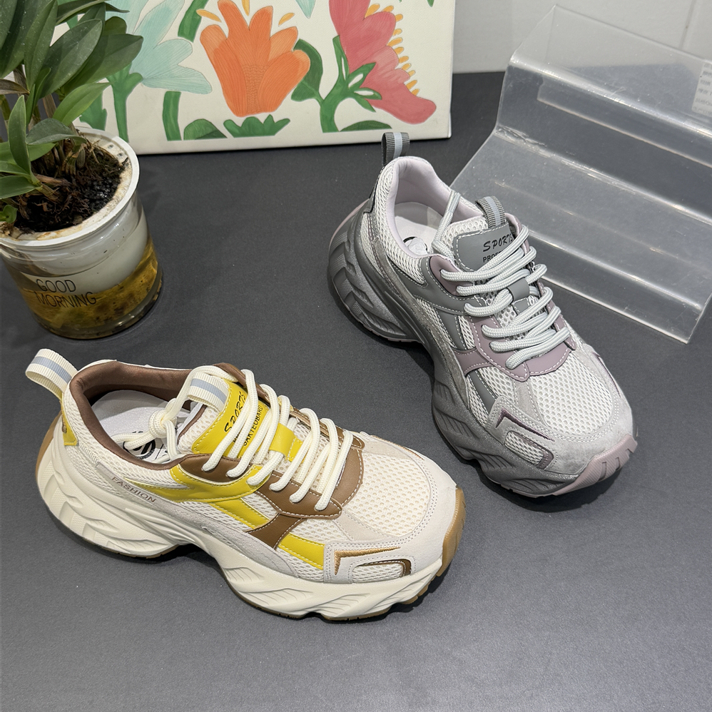 首谷~运动网鞋2026新款厚底老爹鞋女秋季松糕底百搭休闲鞋N-11-03