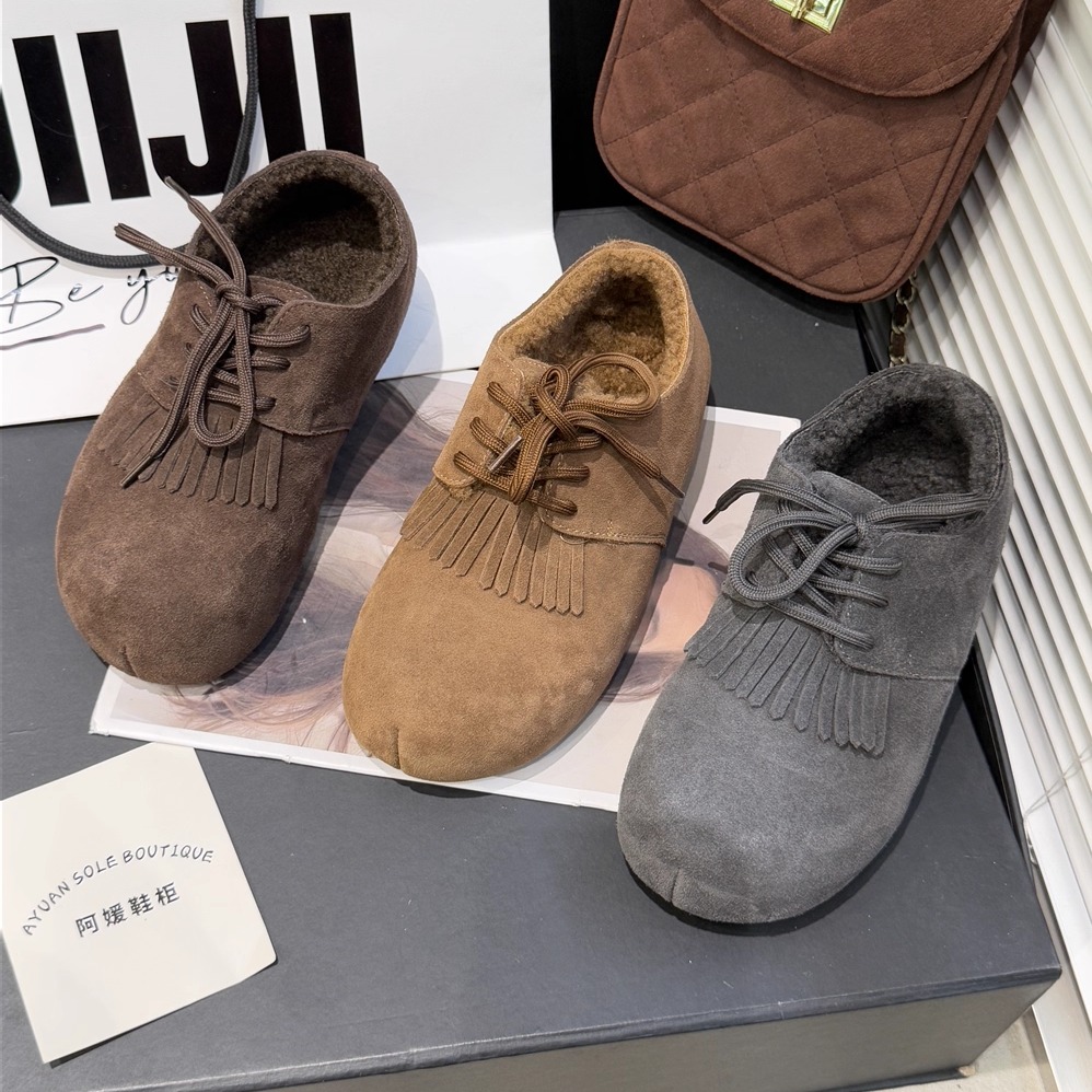 IG~5厘米流苏可爱加绒勃肯鞋2025冬新舒适厚底反绒皮时尚G79-171B