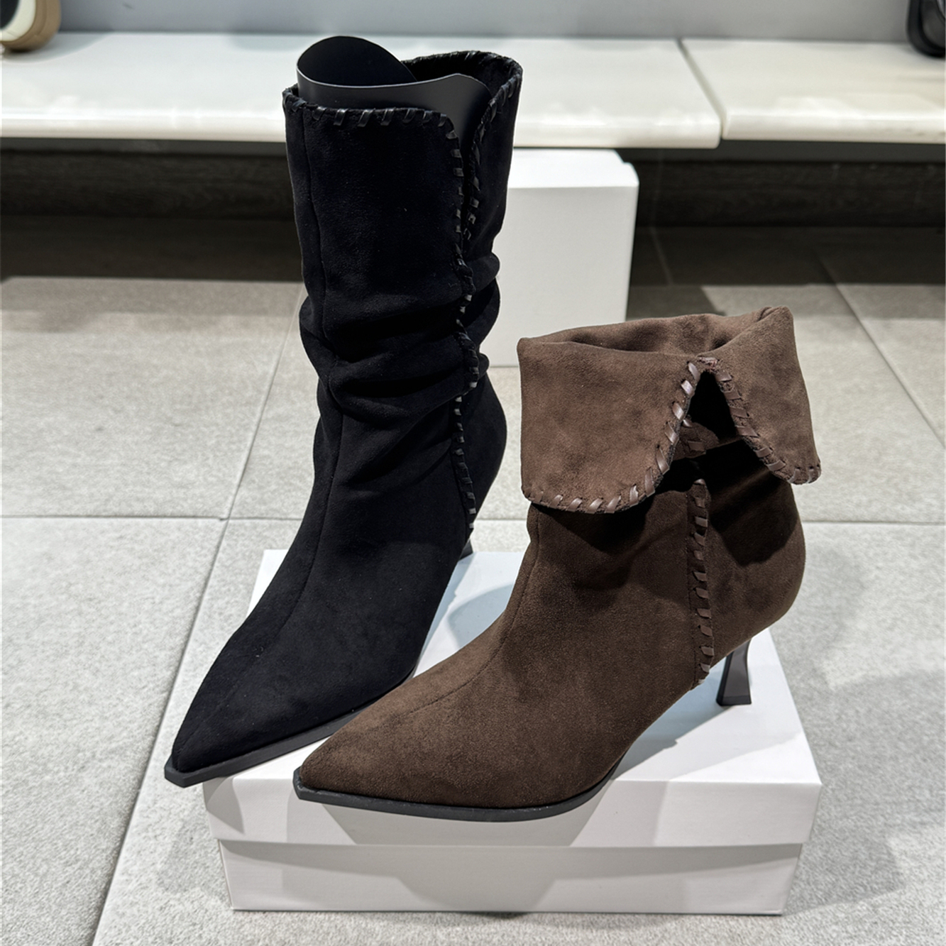 2025新款高跟鞋磨砂皮两穿