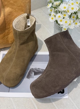 TATAFOCUS~冬季款加绒保暖雪地靴磨砂皮厚底增高勃肯鞋短靴9A18-3