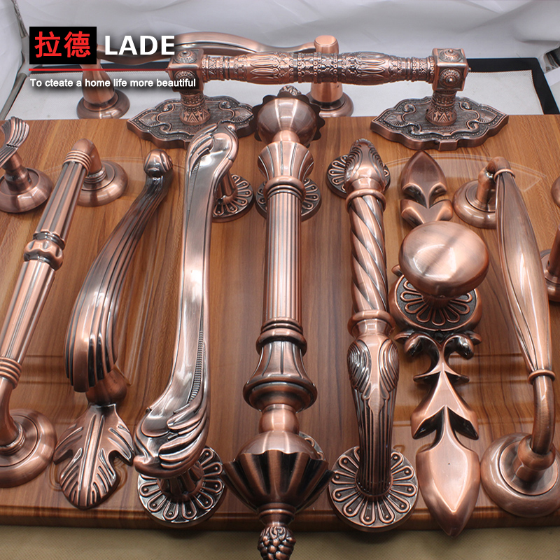 古大门双开木门把手大拉手木门中式欧式简约别墅复古仿古铜大拉把