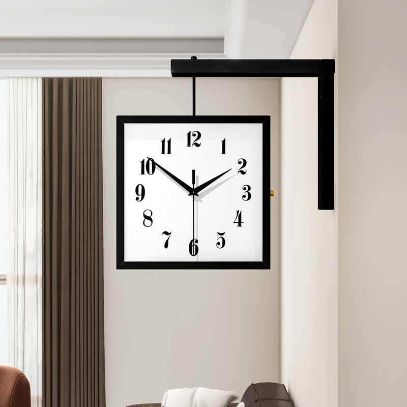 新款现代简约双面转角挂钟