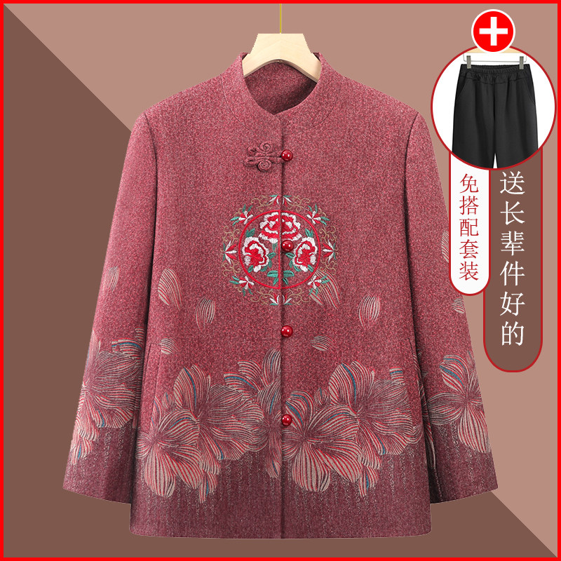奶奶秋装外套女中老年人2024新款衬衫妈妈老人春秋衣服太太唐装