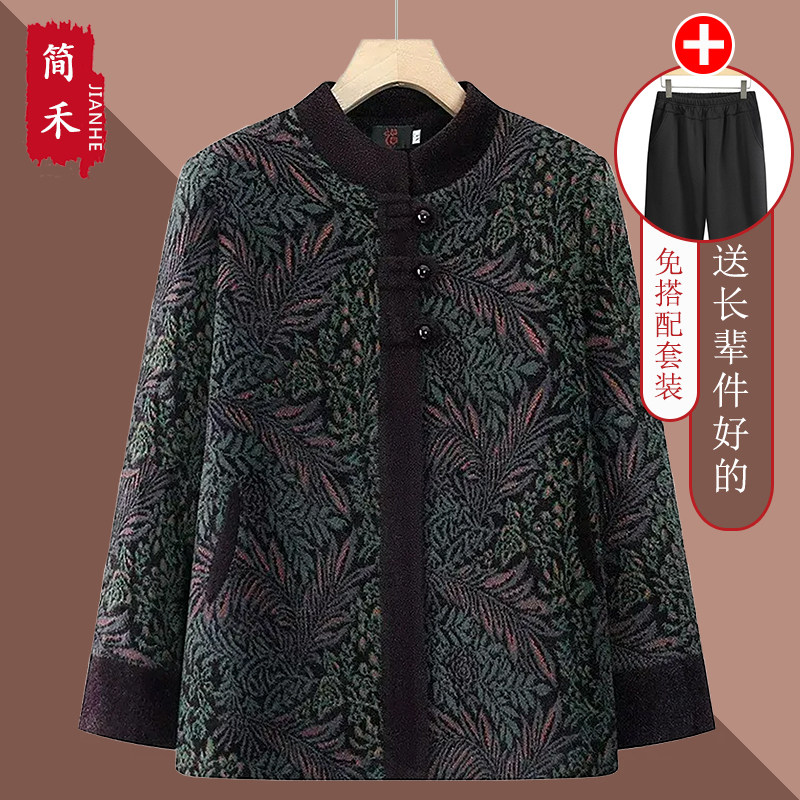 秋冬中老年妈妈加绒加厚保暖外套