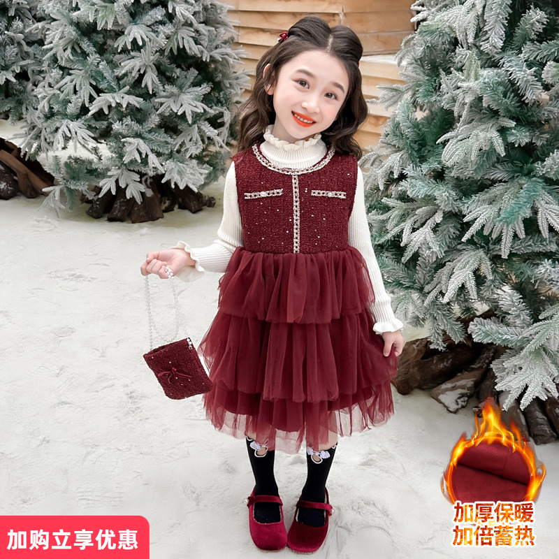 女童背心裙公主秋冬季连衣裙