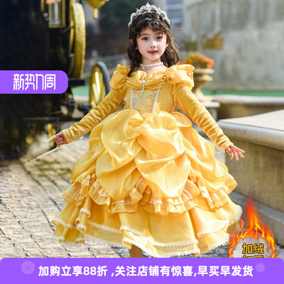 女童法式贝儿公主秋冬重工礼服裙