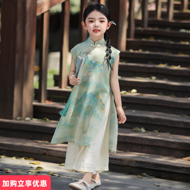 国风旗袍阔腿裤套装日常改良汉服