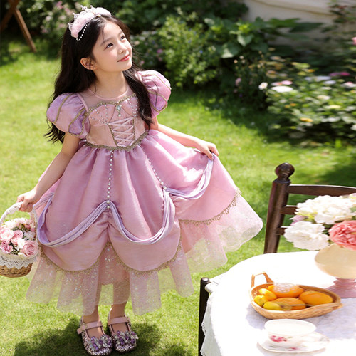 女童爱丽儿公主夏季高端生日礼服