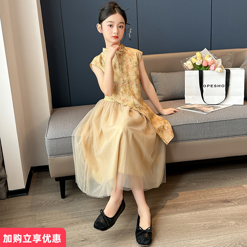 女童旗袍套装中国风夏季连衣裙