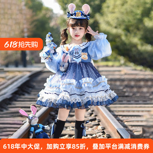 女童兔子警官公主裙春季新款儿童生日礼服裙小女孩朱迪洛丽塔裙子