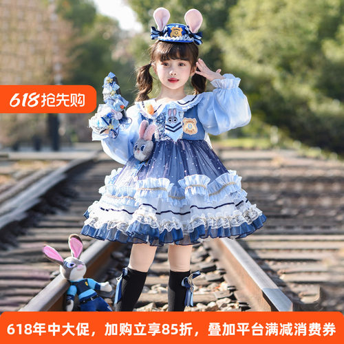 女童春款朱迪兔警官洛丽塔公主裙