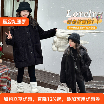 女童羊羔毛夹棉大儿童外套