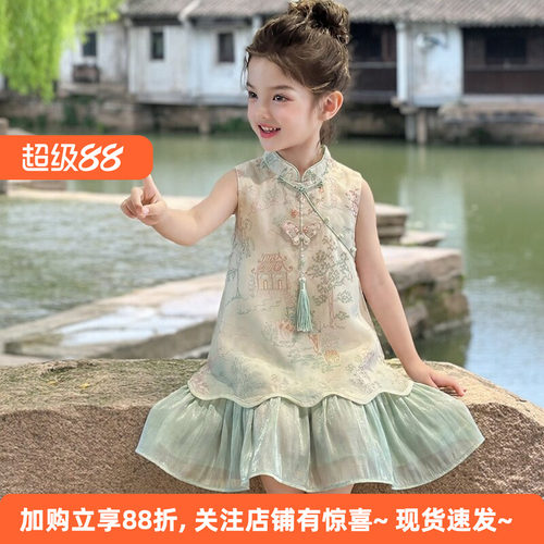 女童夏季汉服无袖公主连衣裙