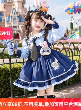女童朱迪兔子警官连衣裙2026春夏儿童生日公主裙疯狂动物城cos服