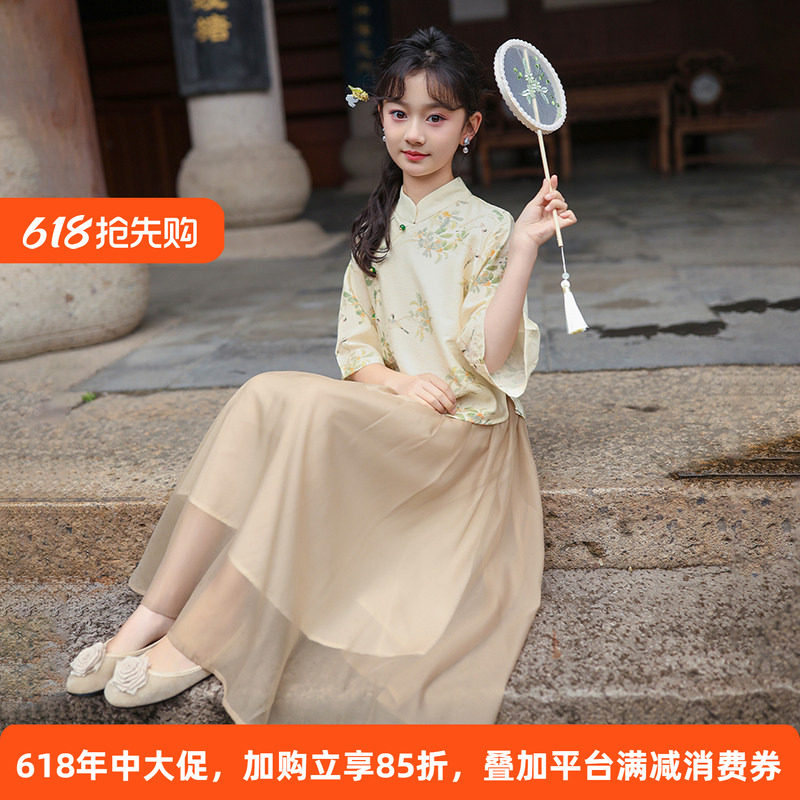 女童汉服套装夏季2026新款洋气儿童古风连衣裙女孩新中式国风套裙