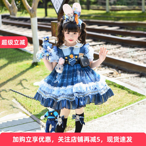 疯狂动物城朱迪警官女童礼服裙子