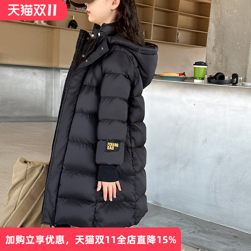 长款加厚女童保暖白鸭绒羽绒服