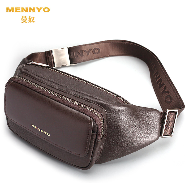 曼奴腰包男意大利进口真牛皮男士胸包单肩包斜挎包休闲新款男式包