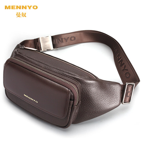 MENNYO男士进口皮多功能休闲腰包