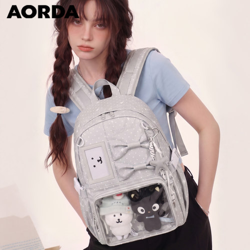 AORDA韩系波点痛包通勤双肩背包