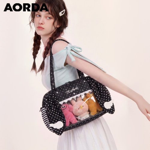 AORDA韩系波点黑色痛包可爱娃包