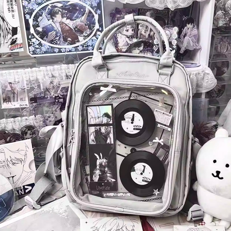 AORDA 高级感丝带小食量灰色痛包透明书包双肩背包吧唧10cm遛娃包,模玩/动漫/周边/娃圈三坑/桌游,娃包,淘宝优惠券,粉丝福利购,淘宝优惠卷